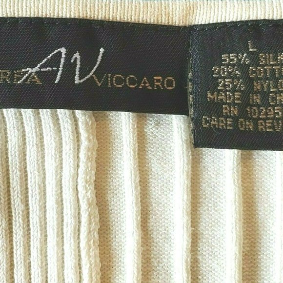 2 Women's Knit Tops ANDREA VICCARO LARGE White Plus Black Long Sleeve EZ Blended - Picture 7 of 11
